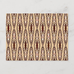 Tribal Batik - Tan, Dunkelbraun und Creme Postkarte