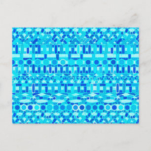 Tribal-Batik - Türkis, Aqua und Kobaltblau Postkarte