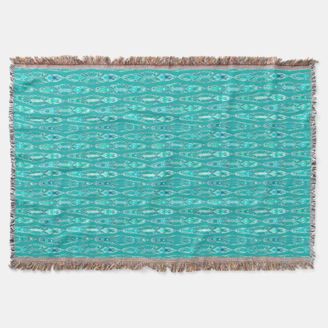Tribal Batik - Türkis und Aquamarine Decke (Vorderseite)