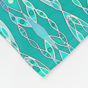 Tribal Batik - Türkis und Aquamarine Fleecedecke