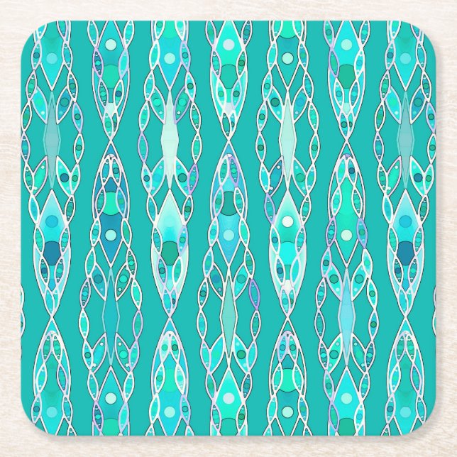 Tribal Batik - Türkis und Aquamarine Rechteckiger Pappuntersetzer (Vorderseite)