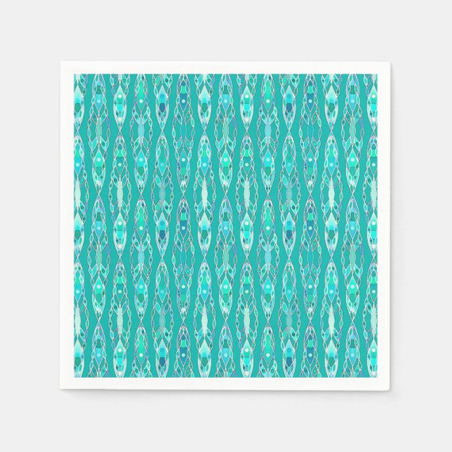 Tribal Batik - Türkis und Aquamarine Serviette (Vorderseite)