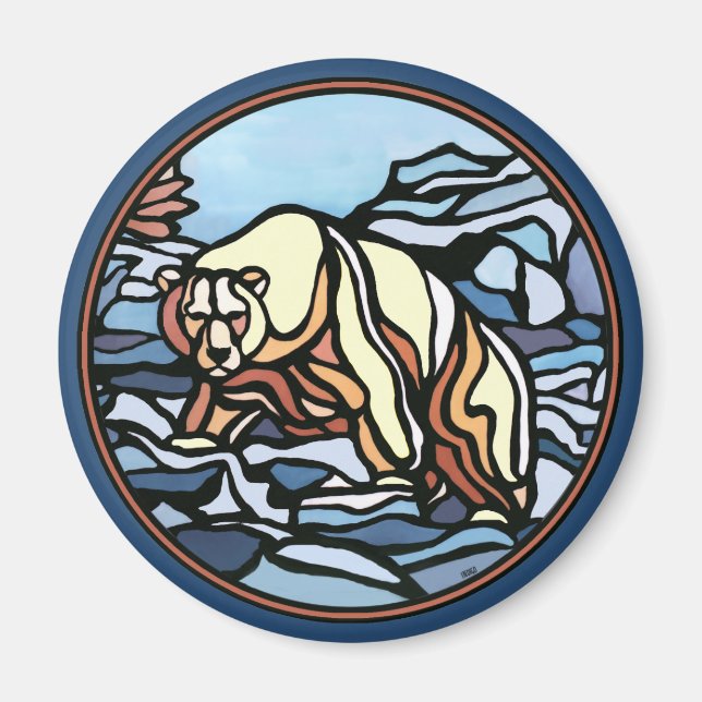 Tribal Bear Art Kühlschrankmagnet Wildlife Art Mag (Vorne)