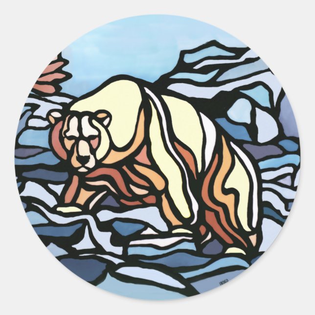 Tribal Bear Art Sticker Erste Nationen Bärengesche (Vorderseite)