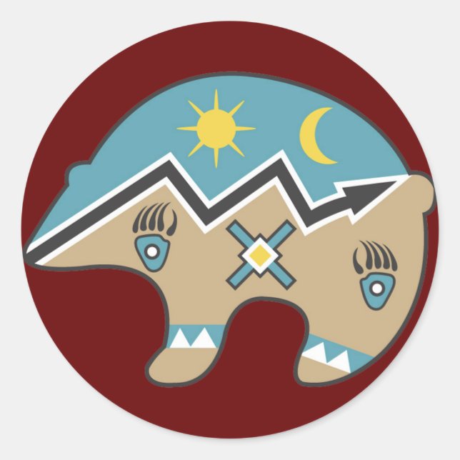 Tribal Bear Design Runder Aufkleber (Vorderseite)
