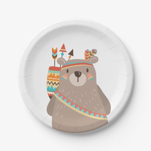 Tribal Bear Paper Teller Wild one Woodland Boho (Vorderseite)
