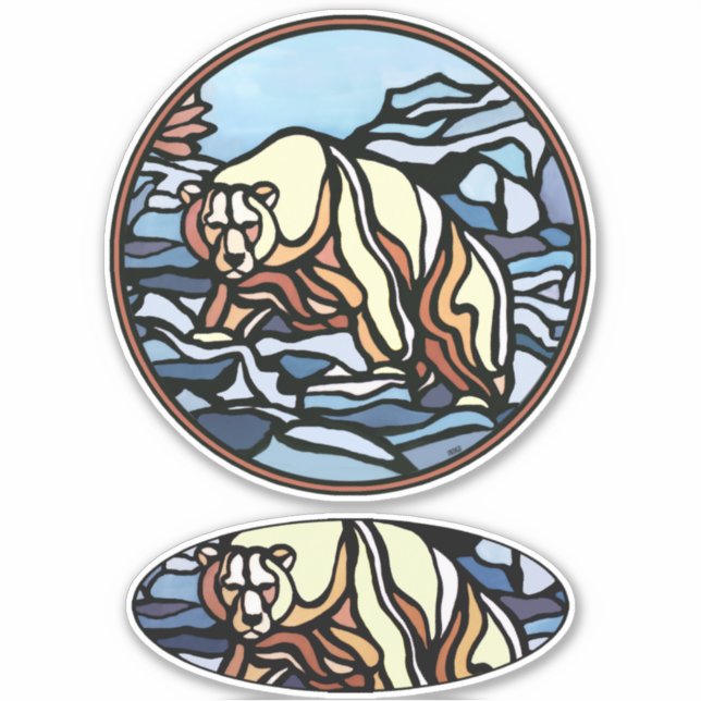 Tribal Bear Stickers Polar Bären Metis Art Decals Aufkleber (Vorderseite)