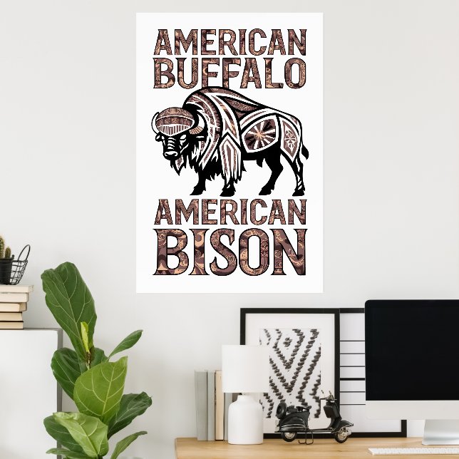 Tribal Bison Design Poster (Heimbüro)