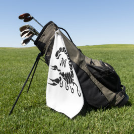Tribal Black Scorpion Monogram Golfhandtuch