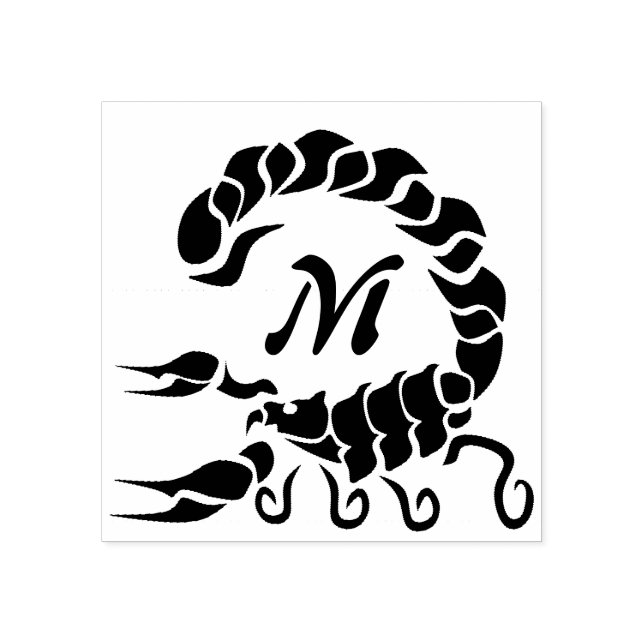 Tribal Black Scorpion Monogram Gummistempel (Prägung)