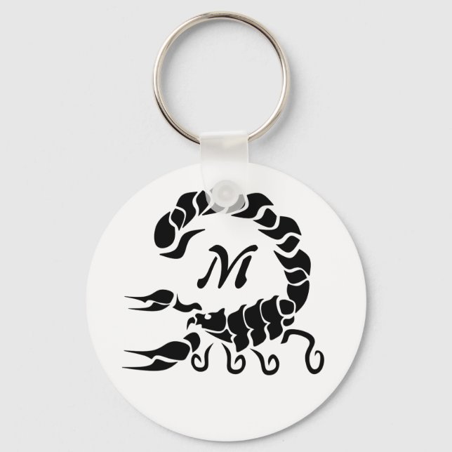 Tribal Black Scorpion Monogram Schlüsselanhänger (Vorderseite)