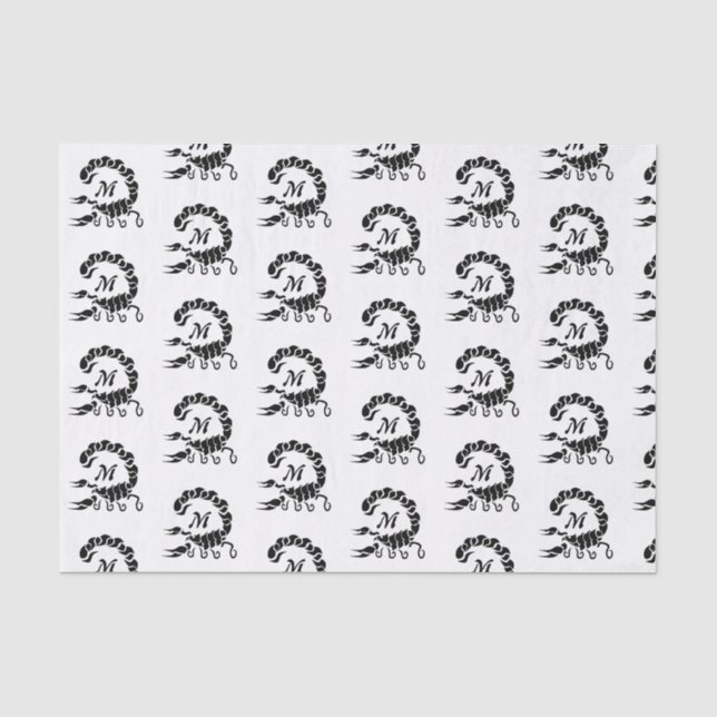 Tribal Black Scorpion Monogram Seidenpapier (Vorderseite)
