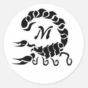 Tribal Black Scorpion Monogramm Runder Aufkleber