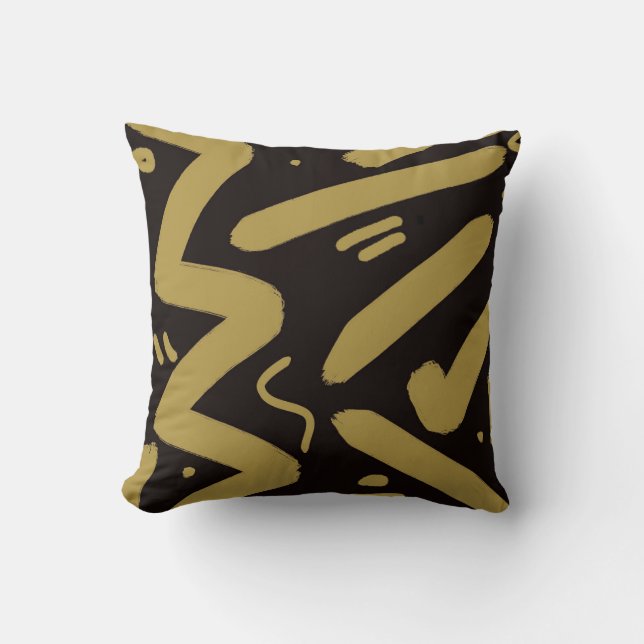 Tribal Black und Gold Kissen (Vorderseite)