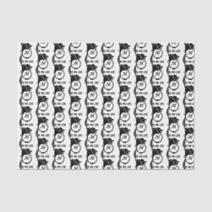 Tribal Black Wolf Head Silhouette Laurel Monogram Seidenpapier
