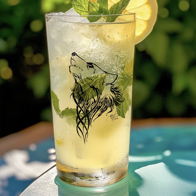 Tribal Black Wolf Howl Glas (Von Creator hochgeladen)