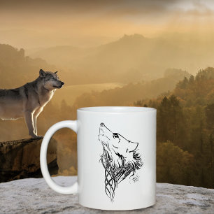 Tribal Black Wolf Howl Kaffeetasse