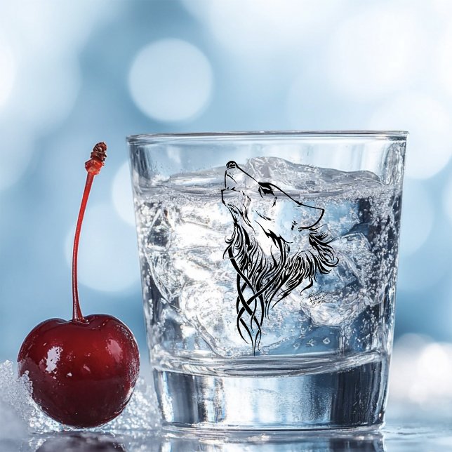 Tribal Black Wolf Howl Schnapsglas (Von Creator hochgeladen)