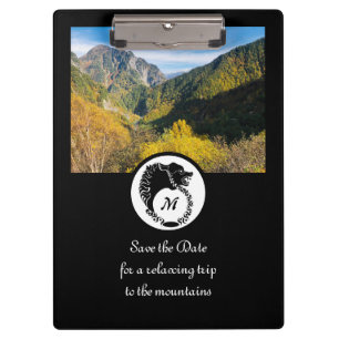 Tribal Black Wolf Silhouette Laurel Monogram Foto Klemmbrett