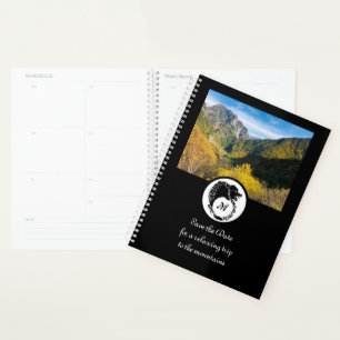 Tribal Black Wolf Silhouette Laurel Monogram Foto Planer