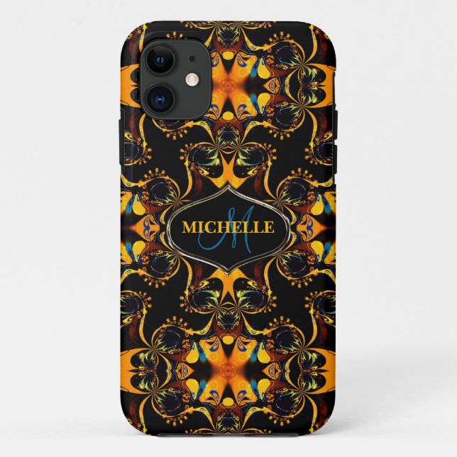 Tribal Blue Batik Nom personnalisé coque iphone-Ma (Dos)