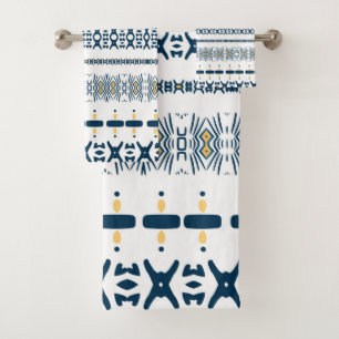 Tribal Blue White Mudcloth  Badhandtuch Set