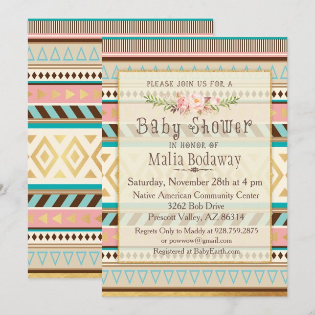 Tribal Boho Baby Shower Einladung (Vorne/Hinten)