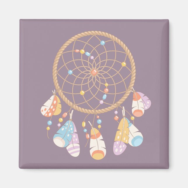 Tribal Boho Dreamcatcher auf Lila Magnet (Vorne)