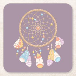 Tribal Boho Dreamcatcher auf Lila Rechteckiger Pappuntersetzer