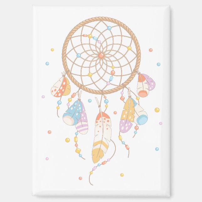 Tribal Boho Dreamcatcher auf White V2 Magnet (Vorderseite)