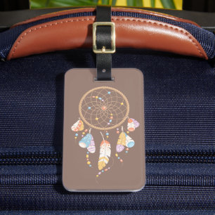 Tribal Boho Dreamcatcher über Brown Gepäckanhänger