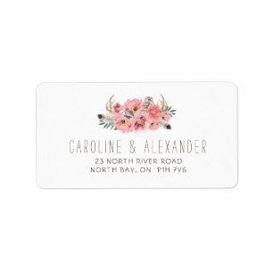 Tribal Boho Feathers Address Labels Adressaufkleber