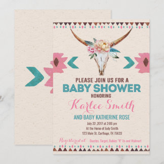 Tribal Boho Floral Baby Shower Einladung