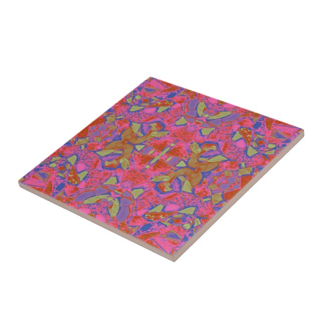 Tribal Boho Hippie Pink Lila Blue Green Patches Fliese (Seite)