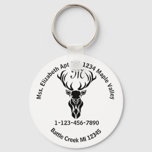 Tribal Buck Silhouette Monogram Zuhause Address Ke Schlüsselanhänger