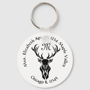 Tribal Buck Silhouette Monogramm Zuhause Schlüsselanhänger