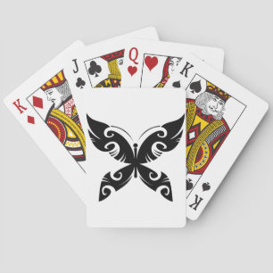 Tribal Butterfly Tattoo Bold Black Ink Style Spielkarten