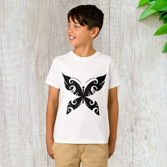 Tribal Butterfly Tattoo Bold Black Ink Style T-Shirt (Von Creator hochgeladen)