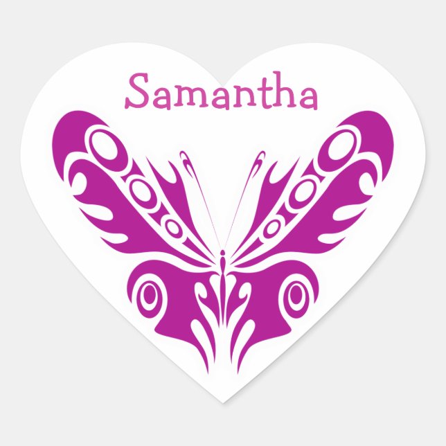 Tribal Butterfly Tattoo Design Herz-Aufkleber (Vorderseite)