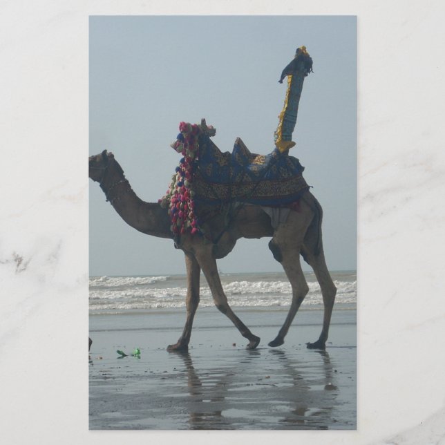 Tribal Camel Ride: Morgengrauen mit Sandstrand und Briefpapier (Vorderseite)