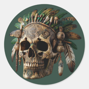 Tribal Clan Skull Runder Aufkleber
