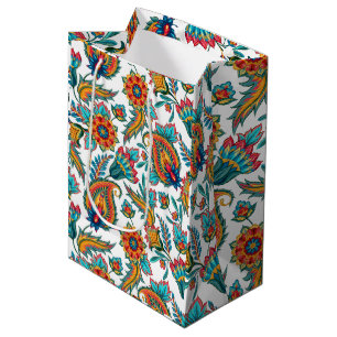 Tribal Colorful Watercolor Paisley Pattern Mittlere Geschenktüte