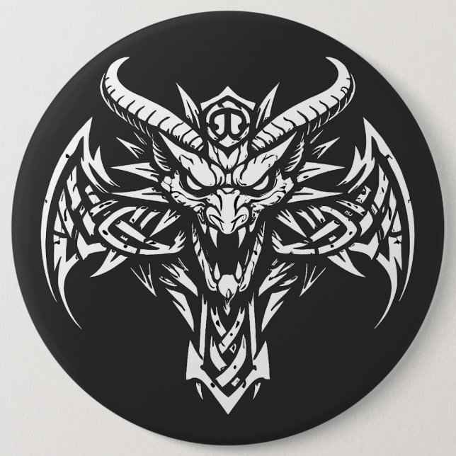 Tribal-Dämonenkopf-Grafik von BurnsInHell Button (Vorderseite)