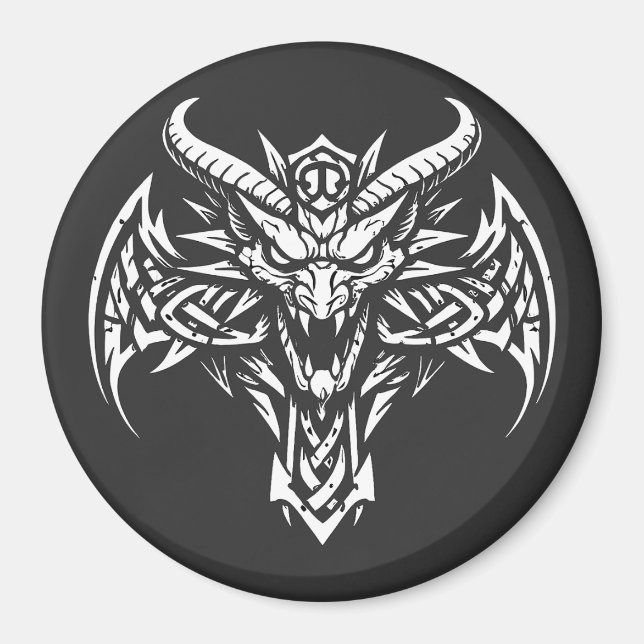Tribal-Dämonenkopf-Grafik von BurnsInHell Magnet (Vorne)