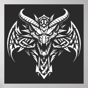 Tribal-Dämonenkopf-Grafik von BurnsInHell Poster