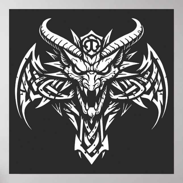 Tribal-Dämonenkopf-Grafik von BurnsInHell Poster (Vorne)