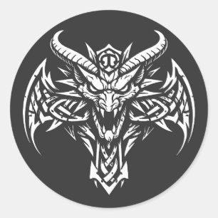 Tribal-Dämonenkopf-Grafik von BurnsInHell Runder Aufkleber
