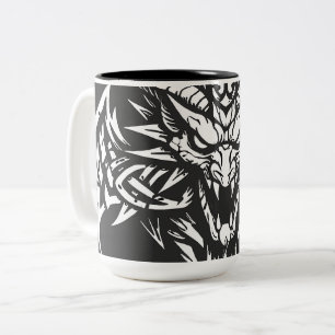 Tribal-Dämonenkopf-Grafik von BurnsInHell Zweifarbige Tasse