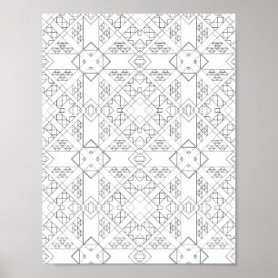 Tribal-Diamant-Gitternetz-Färbeseite Musterdesign Poster