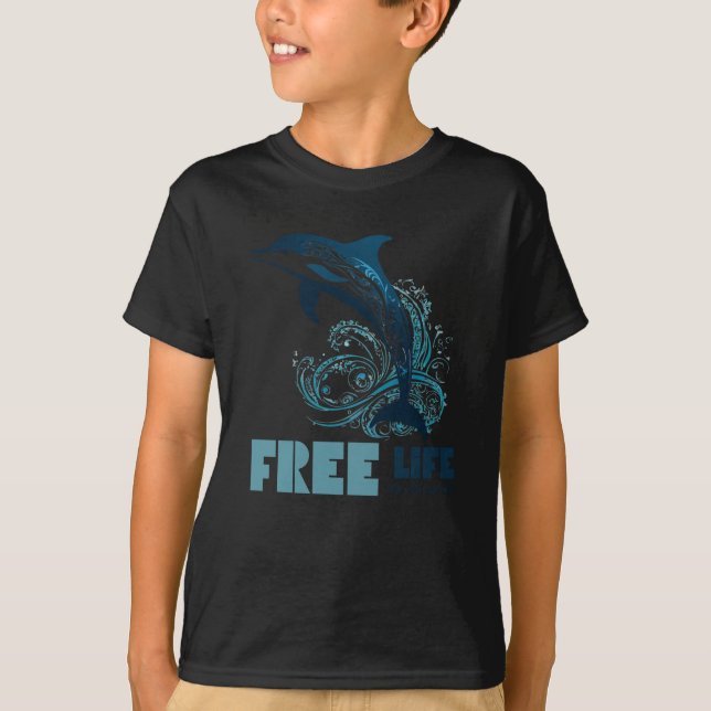 Tribal Dolphin Free Life T-Shirt (Vorderseite)